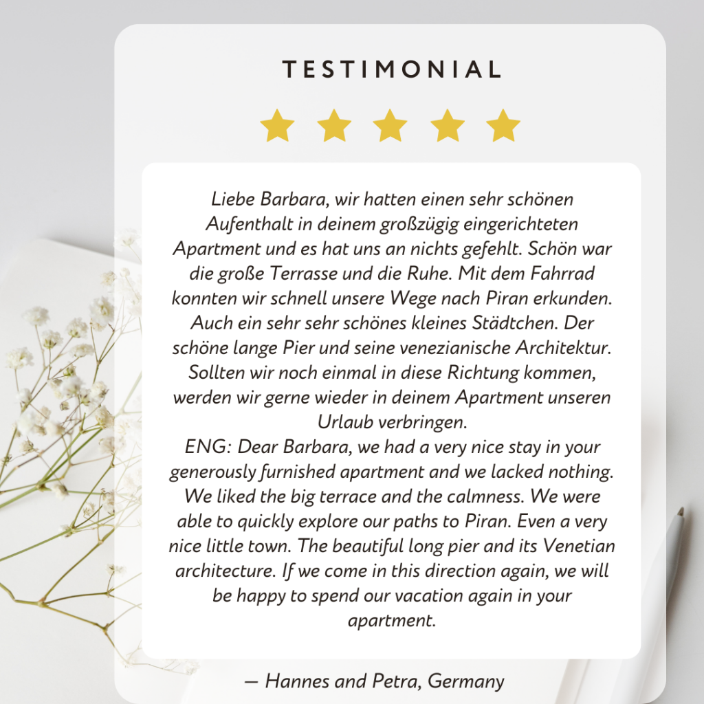 What our guests say about us (Hannes and Petra, Germany)