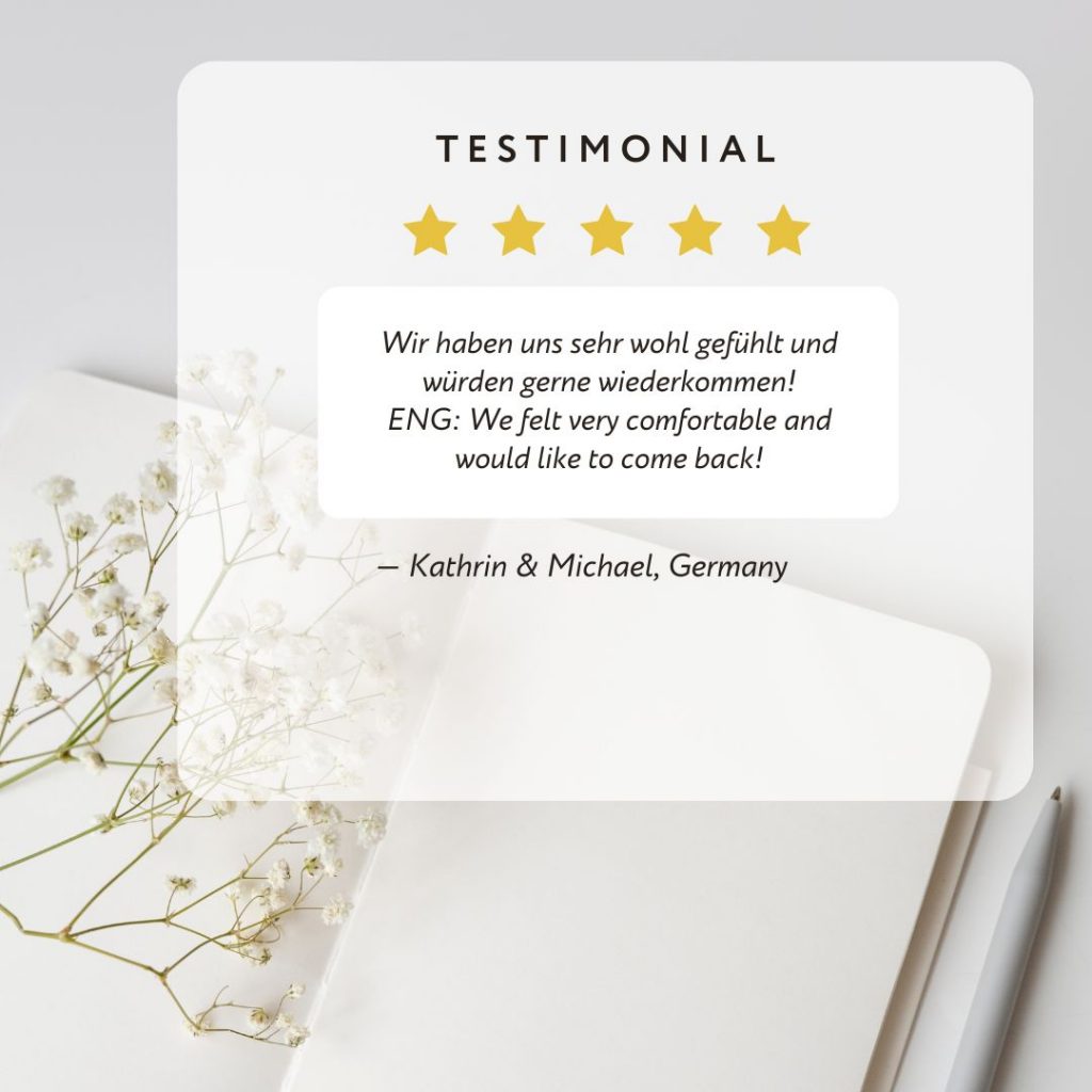What our guests say about us (Kathrin & Michael, Germany)